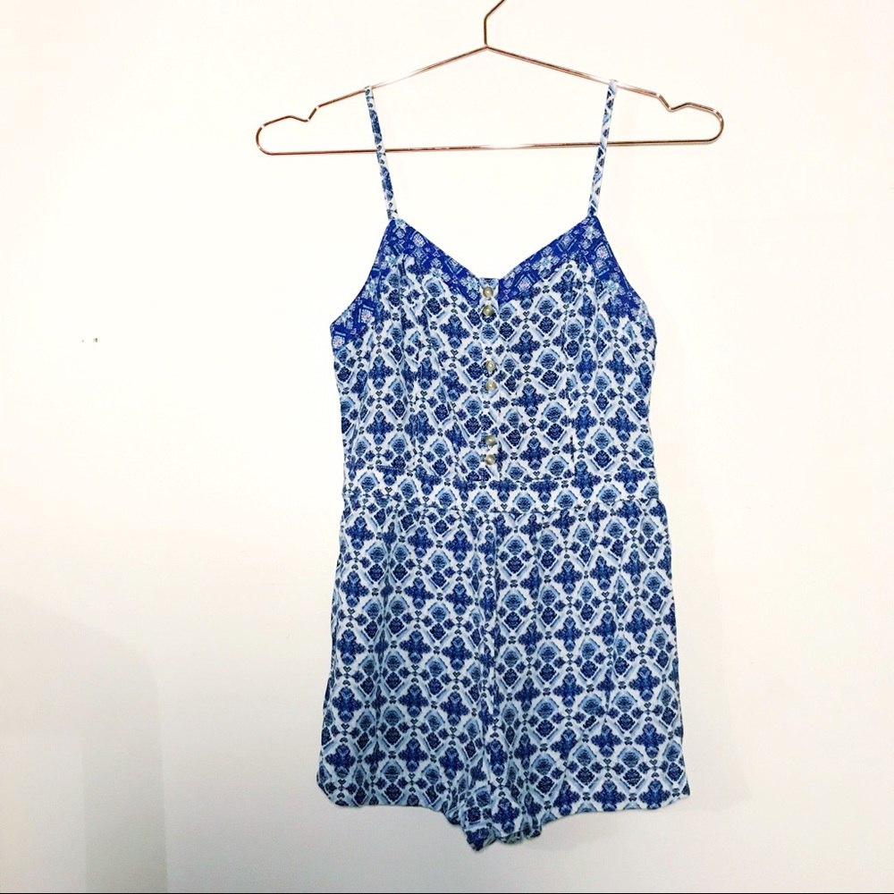 American Eagle Blue Printed Romper